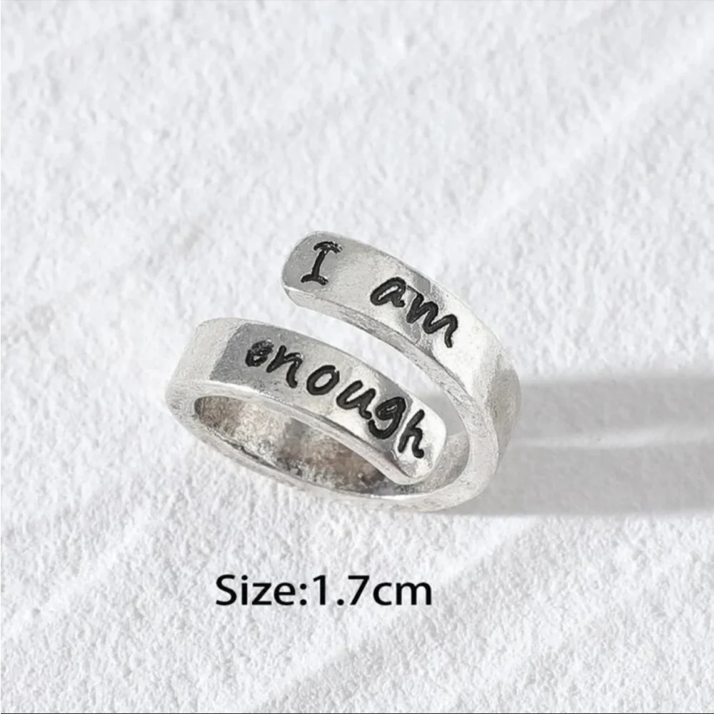 Silver I am enough spiral ring - Picture 2 of 3